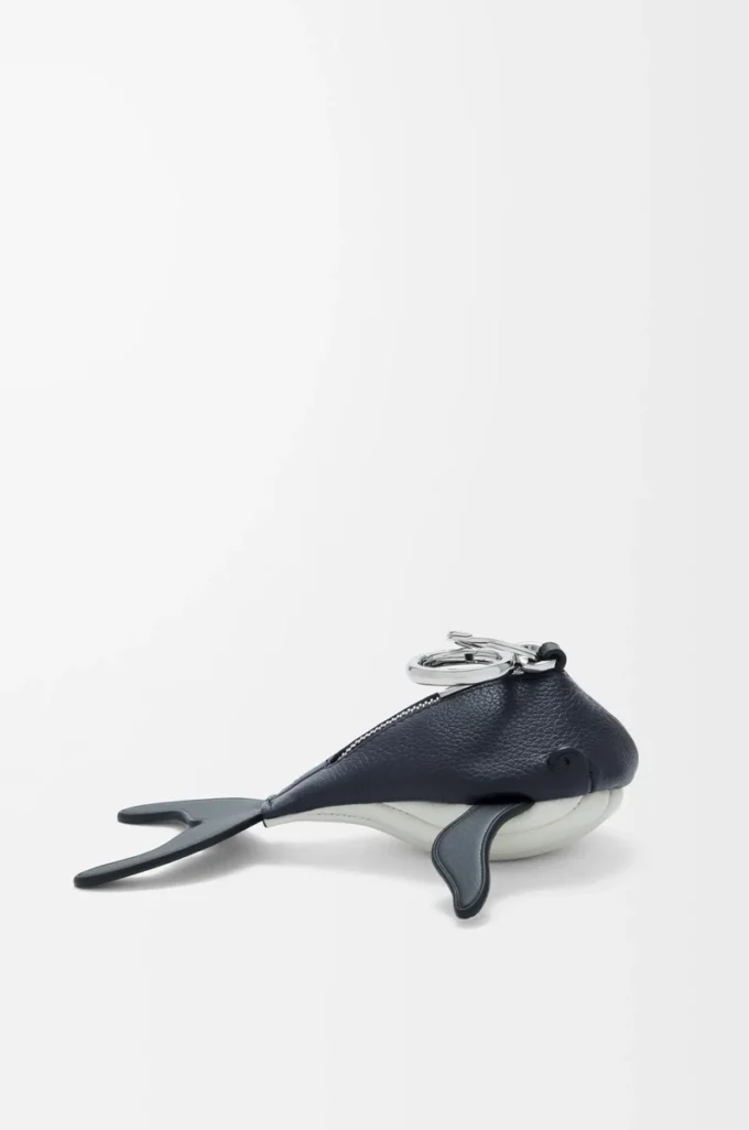 Whale charm in classic calfskin Midnight Blue/White Whale charm in classic calfskin Midnight Blue/White