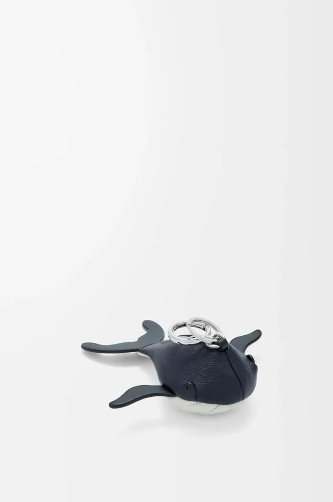 Whale charm in classic calfskin Midnight Blue/White Whale charm in classic calfskin Midnight Blue/White