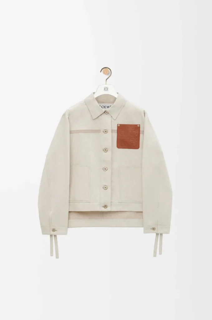 Workwear jacket in cotton and linen Ecru Workwear jacket in cotton and linen Ecru