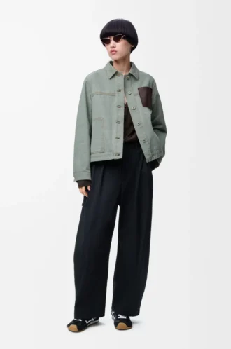 Workwear jacket in denim Khaki Green