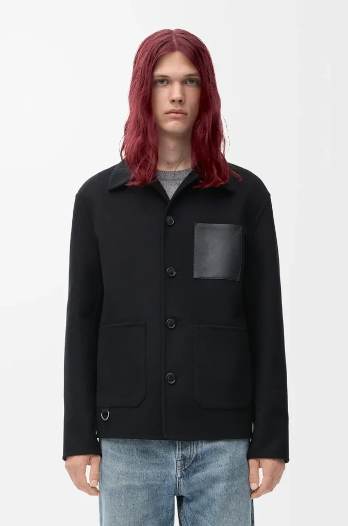 Workwear jacket in wool and cashmere Black Workwear jacket in wool and cashmere Black
