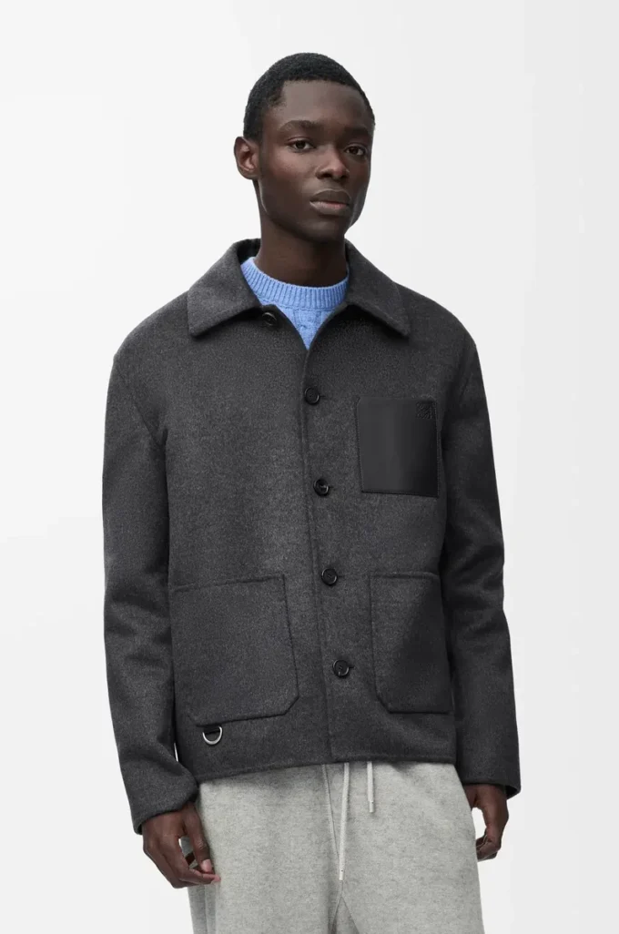 Workwear jacket in wool and cashmere Charcoal Melange Workwear jacket in wool and cashmere Charcoal Melange