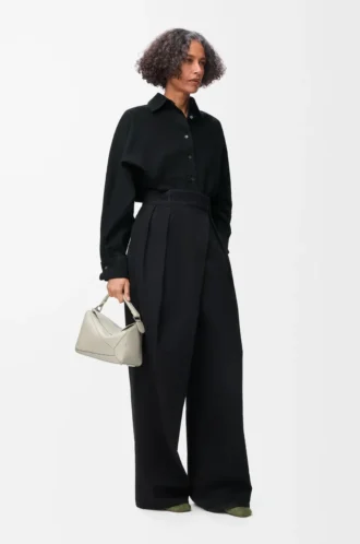 Wrap shirt in denim Black