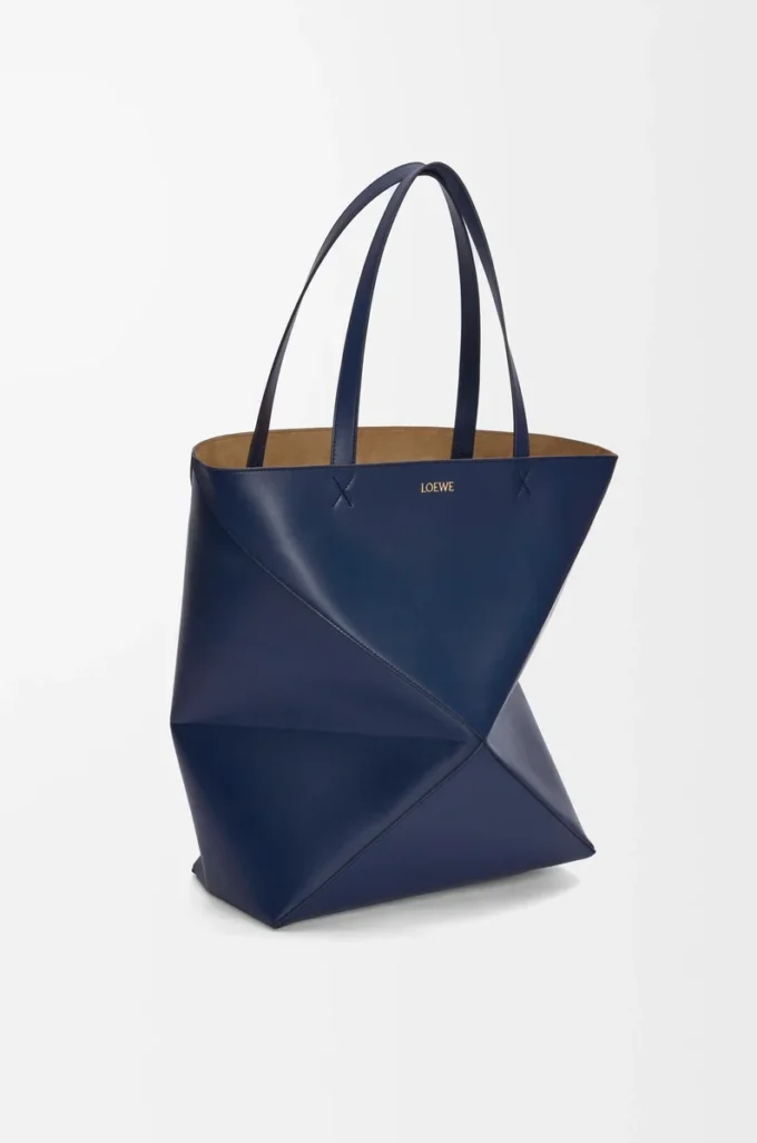 XL Puzzle Fold tote in shiny calfskin Abyss Blue XL Puzzle Fold tote in shiny calfskin Abyss Blue