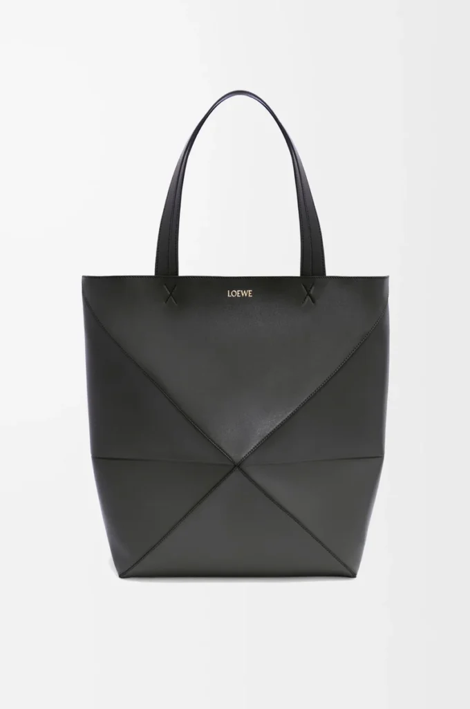 XL Puzzle Fold tote in shiny calfskin Black XL Puzzle Fold tote in shiny calfskin Black