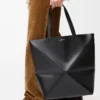 XL Puzzle Fold tote in shiny calfskin Black XL Puzzle Fold tote in shiny calfskin Black