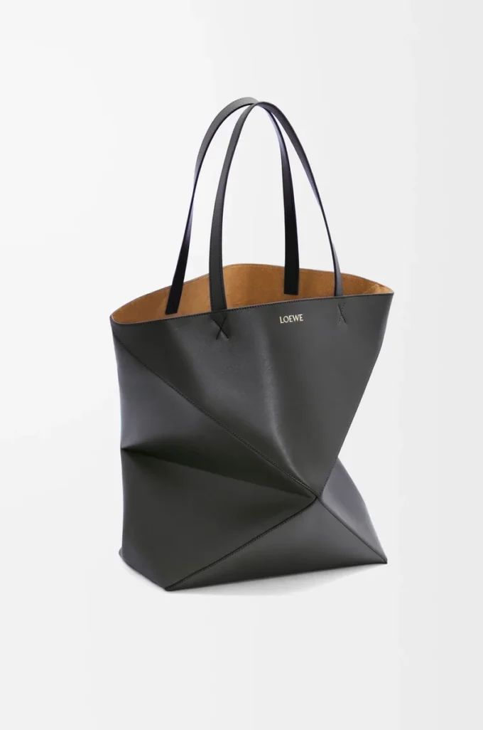 XL Puzzle Fold tote in shiny calfskin Black XL Puzzle Fold tote in shiny calfskin Black