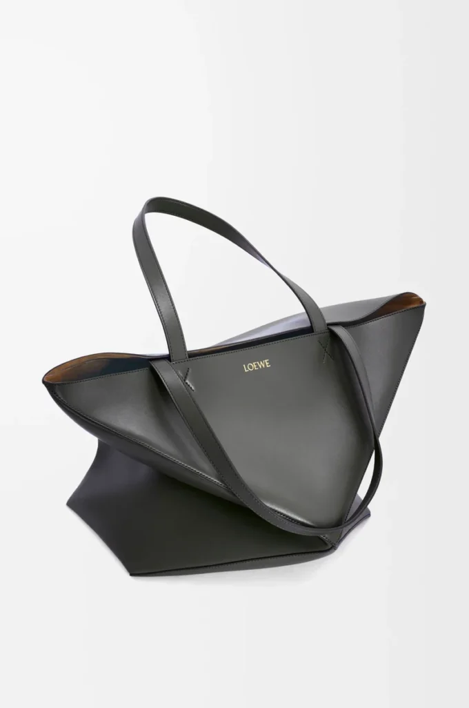 XL Puzzle Fold tote in shiny calfskin Black XL Puzzle Fold tote in shiny calfskin Black