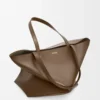 XL Puzzle Fold tote in shiny calfskin Umber XL Puzzle Fold tote in shiny calfskin Umber