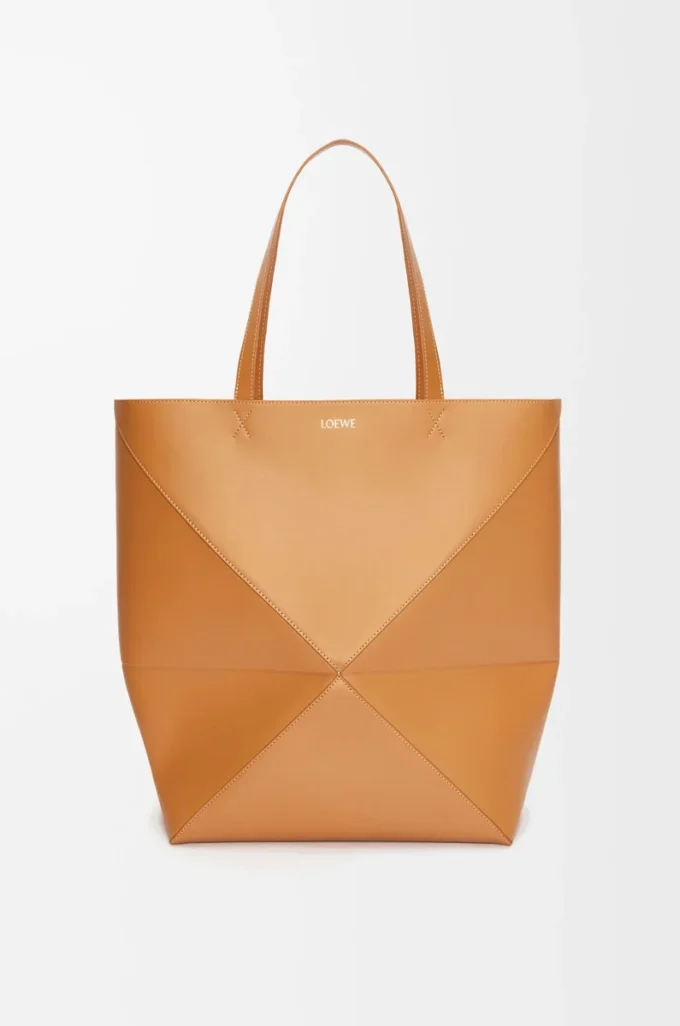 XL Puzzle Fold tote in shiny calfskin Warm Desert XL Puzzle Fold tote in shiny calfskin Warm Desert
