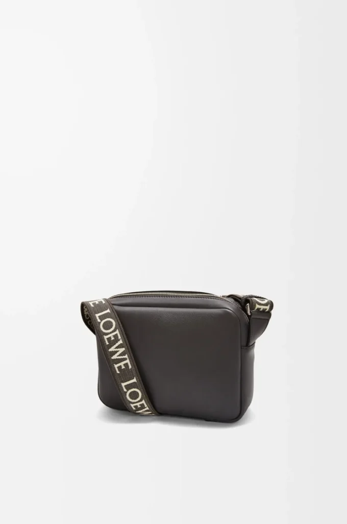 XS Military messenger bag in supple smooth calfskin and jacquard Dark Grey XS Military messenger bag in supple smooth calfskin and jacquard Dark Grey