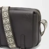 XS Military messenger bag in supple smooth calfskin and jacquard Dark Grey XS Military messenger bag in supple smooth calfskin and jacquard Dark Grey
