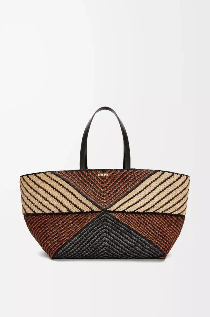 XXL Puzzle Fold Tote in raffia Natural/Honey Gold XXL Puzzle Fold Tote in raffia Natural/Honey Gold