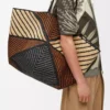 XXL Puzzle Fold Tote in raffia Natural/Honey Gold XXL Puzzle Fold Tote in raffia Natural/Honey Gold
