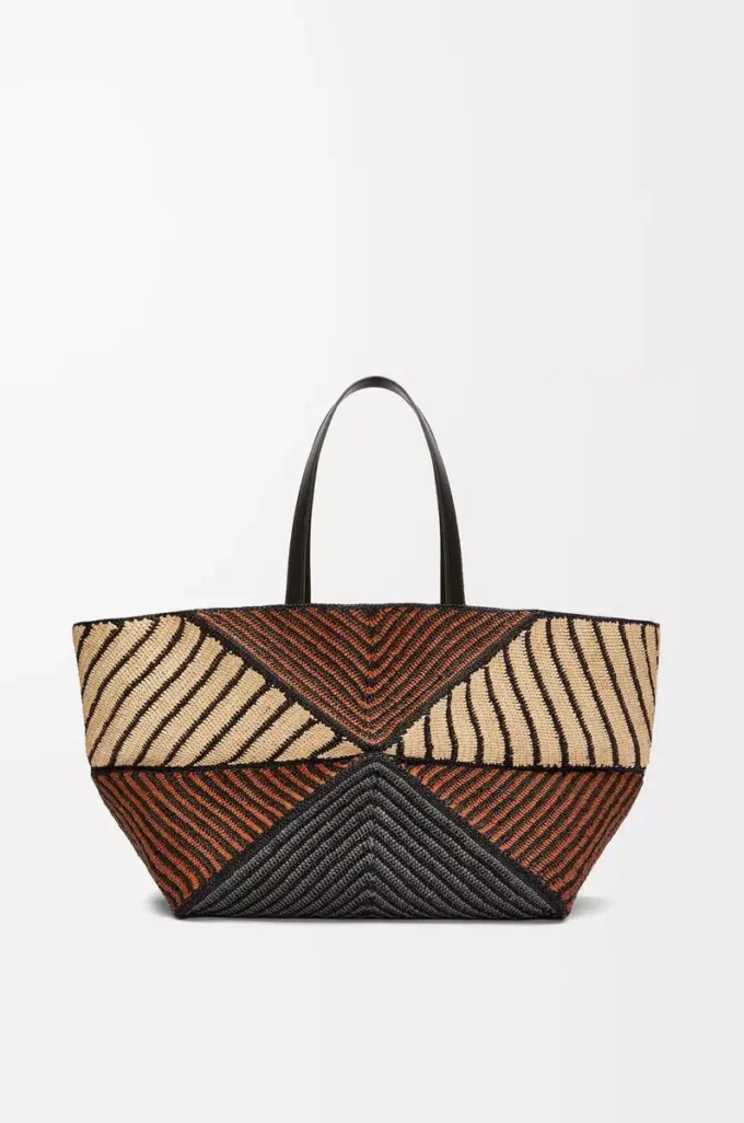 XXL Puzzle Fold Tote in raffia Natural/Honey Gold XXL Puzzle Fold Tote in raffia Natural/Honey Gold