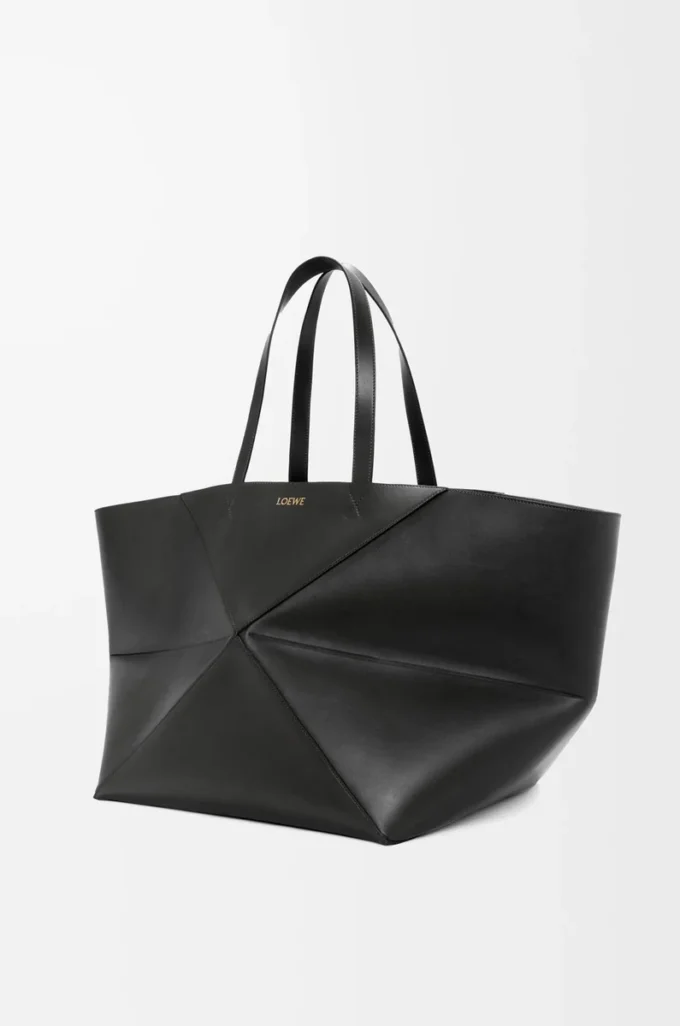 XXL Puzzle Fold tote in shiny calfskin Black XXL Puzzle Fold tote in shiny calfskin Black