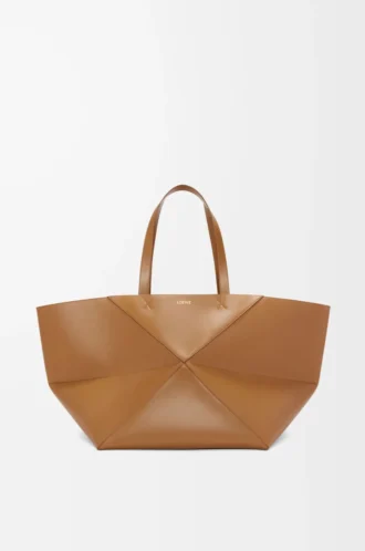 XXL Puzzle Fold tote in shiny calfskin Oak