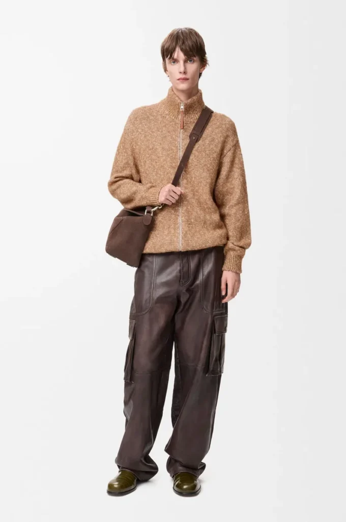 Zip-up cardigan in cotton, linen and wool Beige Zip-up cardigan in cotton, linen and wool Beige