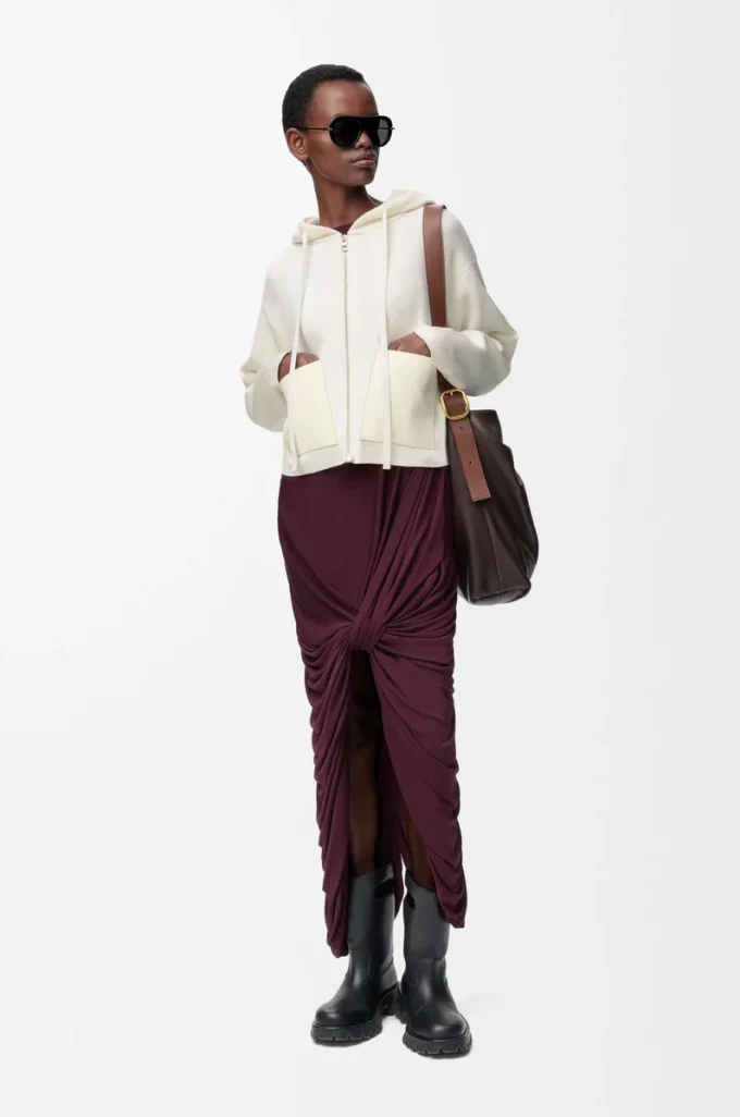 Zip-up hoodie in wool White Zip-up hoodie in wool White