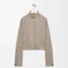 Zip-up jacket in wool and cashmere Beige Melange Zip-up jacket in wool and cashmere Beige Melange