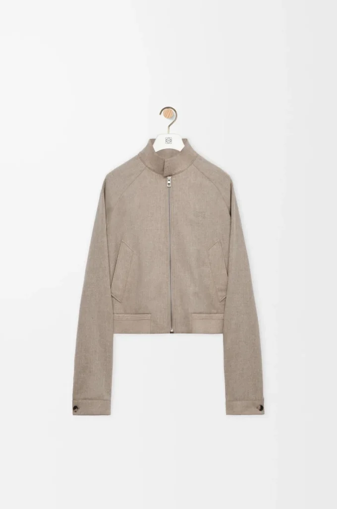 Zip-up jacket in wool and cashmere Beige Melange Zip-up jacket in wool and cashmere Beige Melange