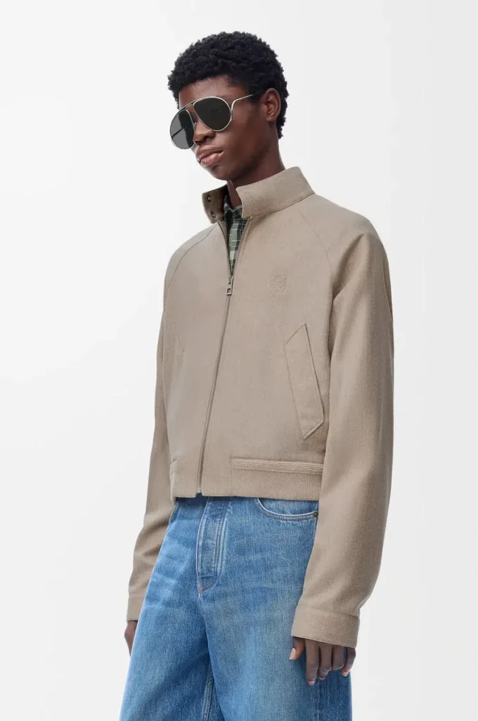 Zip-up jacket in wool and cashmere Beige Melange Zip-up jacket in wool and cashmere Beige Melange