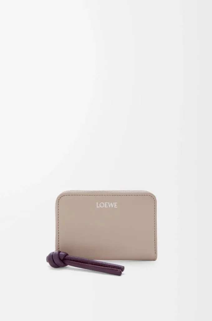 Zipped coin purse in shiny nappa calfskin Clay/Plum Zipped coin purse in shiny nappa calfskin Clay/Plum