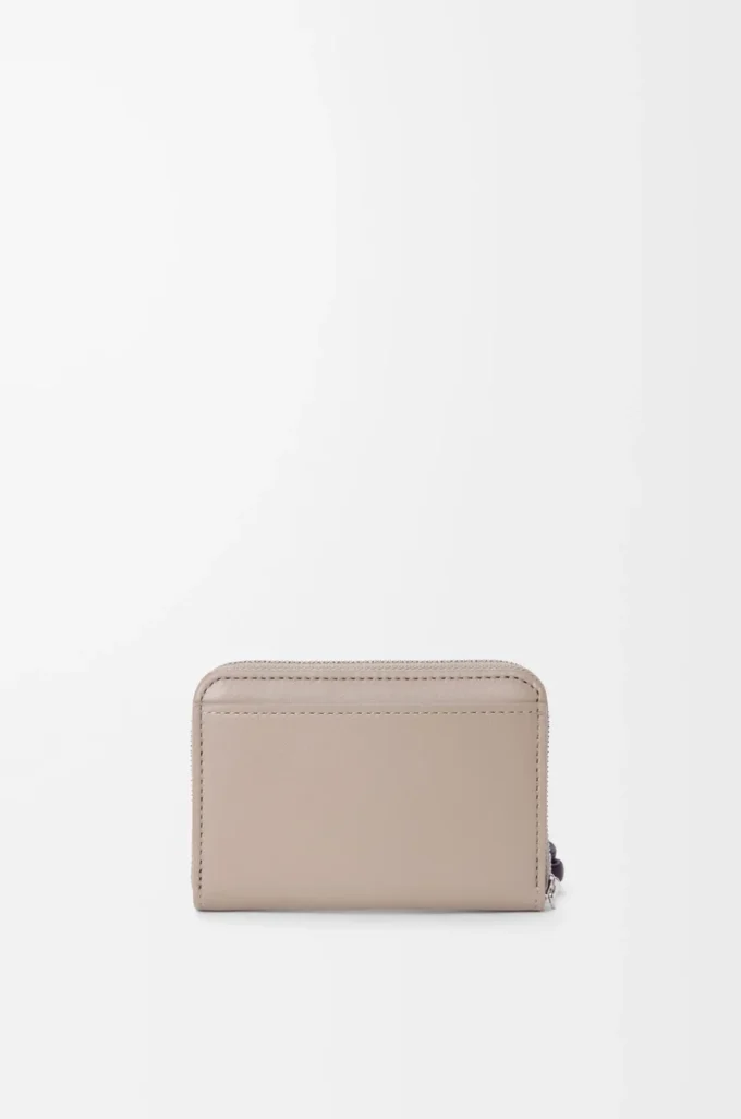 Zipped coin purse in shiny nappa calfskin Clay/Plum Zipped coin purse in shiny nappa calfskin Clay/Plum